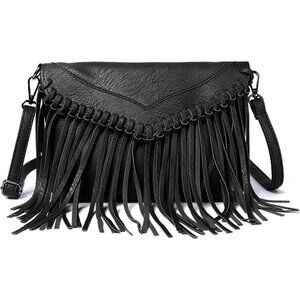Vintage Fringe Purse Fringe Hobo Bags for Women Vegan Leather Tassel Hippie Cros